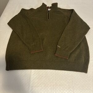 Columbia Men's Sweater Size Medium Olive Green Quarter-Zip Fleece Pullover